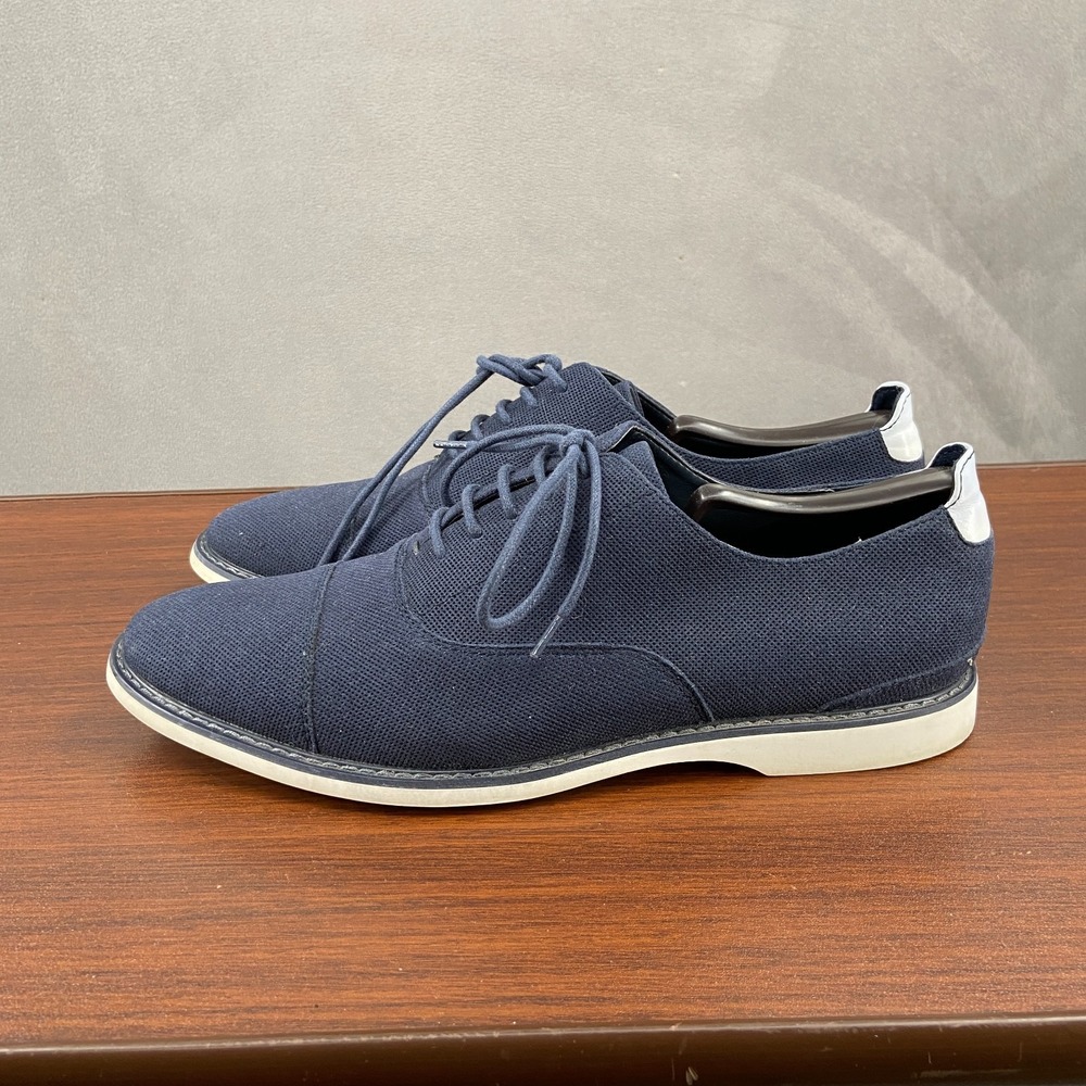 Aldo Nalian Mens US 9.5 Dress Shoes Navy Blue Cap Toe Lace Up Oxford Formal